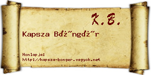 Kapsza Böngér névjegykártya